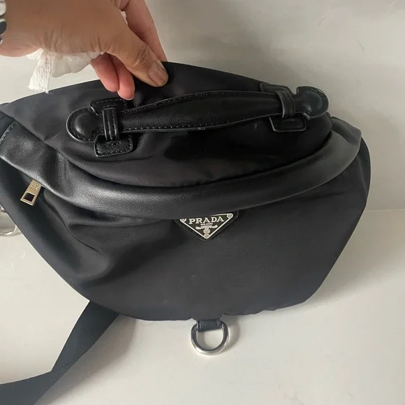 Very minimal use!!!! Prada Black Belt Bag with Signature Triangle Logo. - Picture 3 of 7